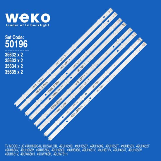 WKSET-5196 35632X2 35633X2 35634X2 35635X2 49 V16 ART 8 ADET LED BAR resmi