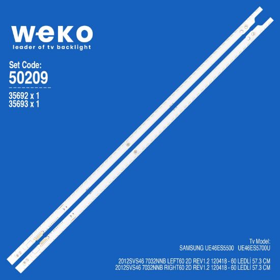 WKSET-5209 35692X1 35693X1 2012SVS46 7032NNB 2D 2 ADET LED BAR (60LED) resmi