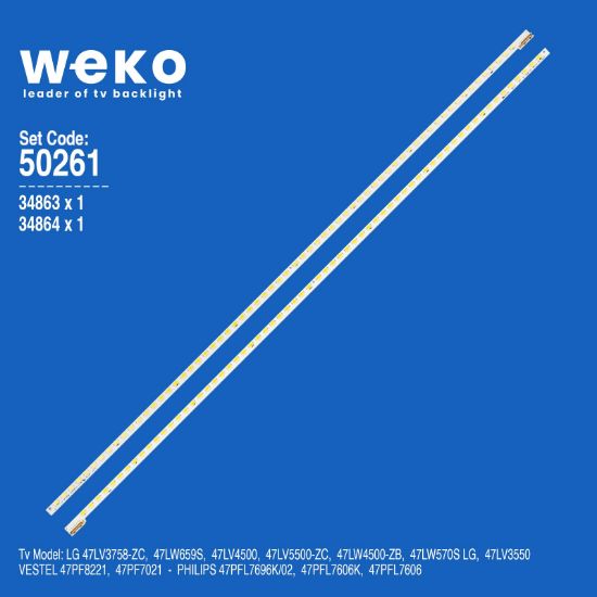 WKSET-5261 34863X1 34864X1 47 V6 EDGE FHD REV1.0 2 ADET LED BAR (64LED) resmi