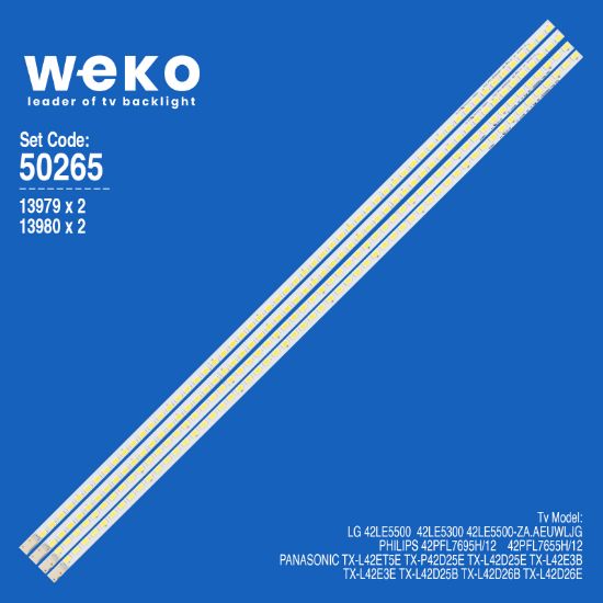 WKSET-5265 13979X2 13980X2 42 V5 EDGE FHD REV 0.1 4 ADET LED BAR (57LED) resmi