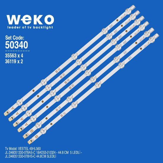 WKSET-5340 35563X4 36119X2 JL.D48051330-078AS-C/HS-C 6 ADET LED BAR (5LENS) resmi