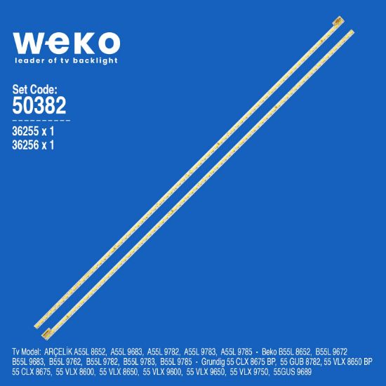 WKSET-5382 36255X1 36256X1 ARCELİK_55_74+74_7020PCT D7T 2 ADET LED BAR (74LED) resmi