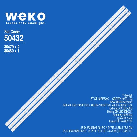 WKSET-5432 36479X2 36480X1 JS-D-JP395DM 3 ADET LED BAR resmi