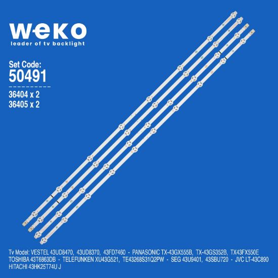 WKSET-5491 36404X2 36405X2 JL.D430A1330-078HS-M_V01 4 ADET LED BAR (8+10LENS) resmi