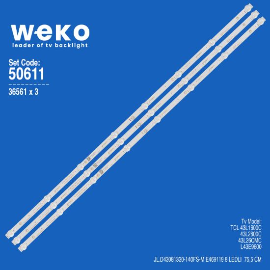 WKSET-5611 36561X3 JL.D43081330-140FS-M 3 ADET LED BAR resmi