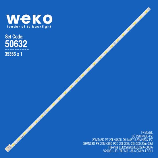 WKSET-5632 35356X1 V290B1-LE1-TLEM5  1 ADET LED BAR (24LED) resmi