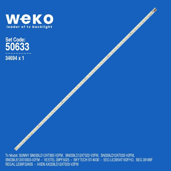 WKSET-5633 34694X1 CMO E-LED 39 INCH - VLED_1 - V390HK1-LS5-TREM4 1 ADET LED  BAR (48LED) resmi