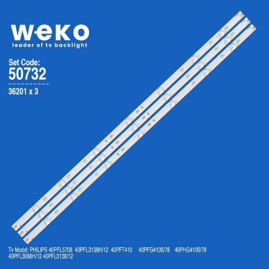 WKSET-5732 36201X3 CL-40-D307-V3 UBE12F01YT00S42S01231 3 ADET LED BAR resmi