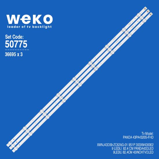 WKSET-5775 36695X3 XMNJ43D09-ZC62AG-01 9S1P 303XM430002 3 ADET LED BAR resmi