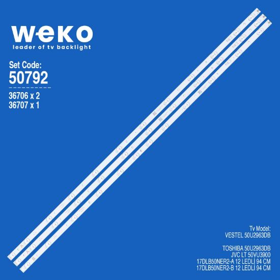 WKSET-5792 36706X2 36707X1 17DLB50NER2-A/B 3 ADET LED BAR resmi