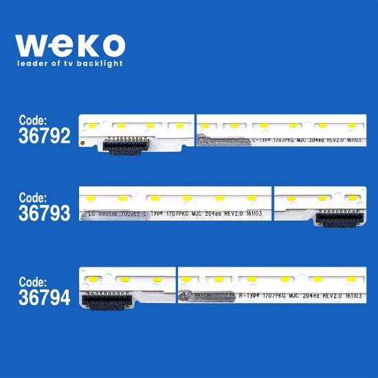 WKSET-5990 36792X1 36793X1 36794X1LG INNOTEK 70UJ65 C/L/R TYPE 1707PKG MJC 204EA REV2.0 161103 3 ADET LED BAR (68LED) resmi