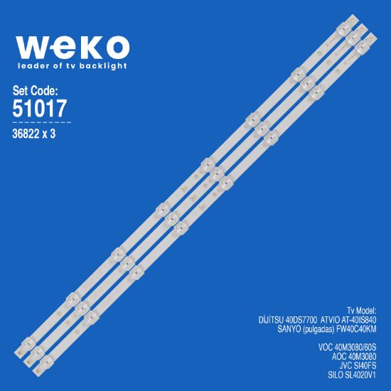 WKSET-6017 36822X3 K400WDD1 MİNİ A1 4708-K400WD-A1113N01 3 ADET LED BAR resmi
