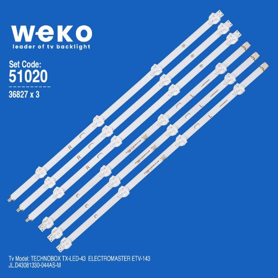WKSET-6020 36827X3 JL.D43081330-044AS-M 3 ADET LED BAR BÖLÜNMÜŞ 6 ADET LED BAR resmi