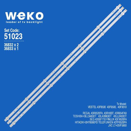 WKSET-6023 36832X2 36833X1 17DLB43VER11-A/B 3 ADET LED BAR (7+7LENS) resmi
