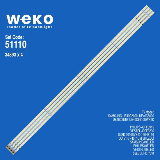 WKSET-6110 34893X4 SLED 2010SVS40 120HZ_56 OD V1.0  4 ADET LED BAR (56LED) resmi