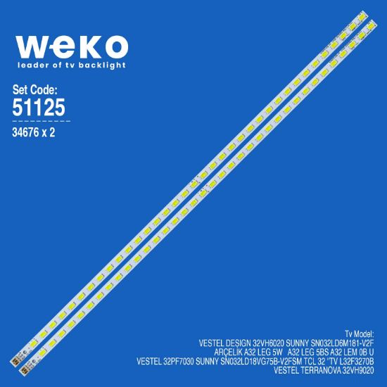 WKSET-6125 34676X2 32INCH-HD-36 - G1GE-320SM0-R6 2 ADET LED BAR (36LED) resmi
