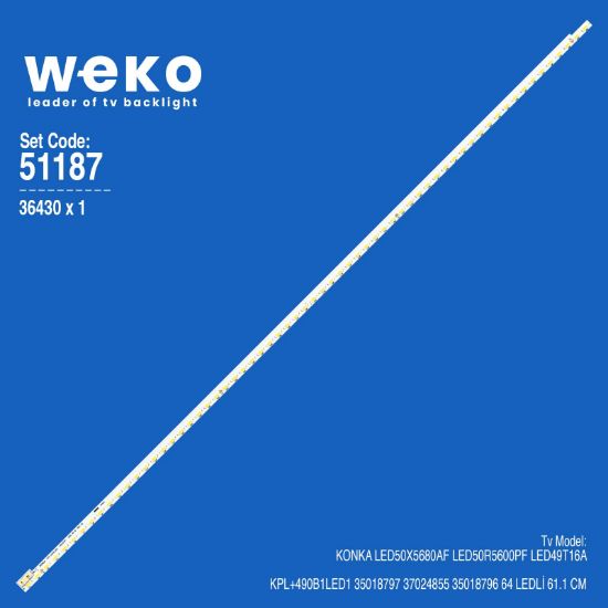 WKSET-6187 36430X1 KPL + 490B1LED1 35018797 37024855 35018796 1 ADET LED BAR (64LED) resmi