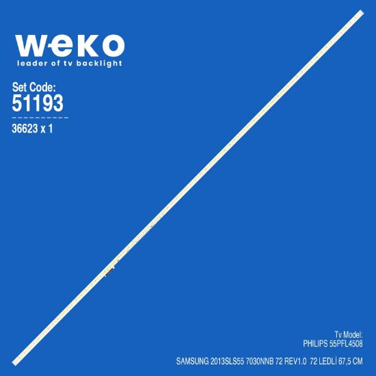 WKSET-6193 36623X1 SAMSUNG 2013SLS55 7030NNB 72 REV1.0  1 ADET LED BAR (72LED) resmi