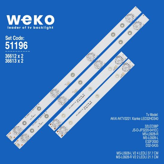 WKSET-6195 36612X2 36613X2 MS-L0928-L/R 4 ADET LED BAR resmi
