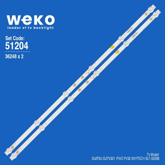 WKSET-6204 36248X2 SJ.CX.D3200601-3030HS-M  2 ADET LED BAR (6V6LED57,2CM) resmi