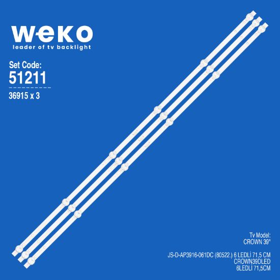 WKSET-6211 36915X3 JS-D-AP3916-061DC (80522.)  3 ADET LED BAR resmi