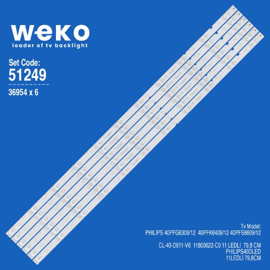 WKSET-6249 36954X6 CL-40-D611-V6  11800622-C0  6 ADET LED BAR resmi