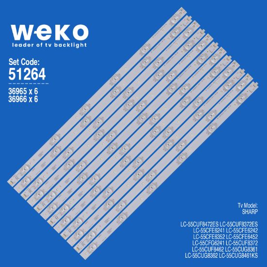 WKSET-6264 36965X6 36966X6 RF-AJ550E30-0601L/R 12 ADET LED BAR resmi