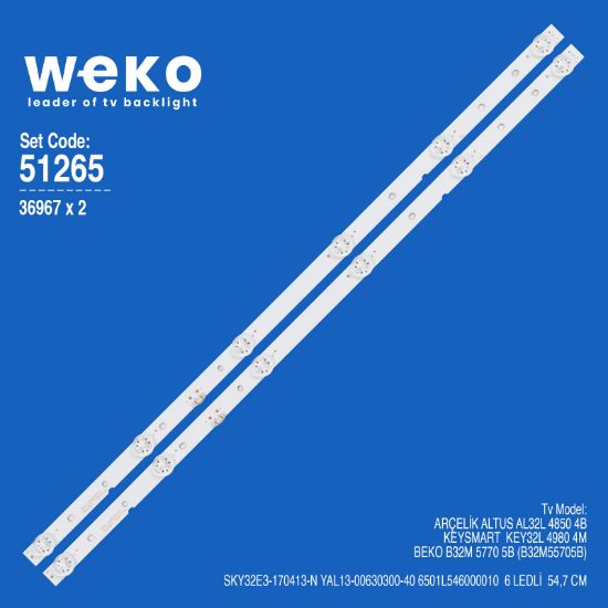 WKSET-6265 36967X2 SKY32E3-170413-N YAL13-00630300-40 2 ADET LED BAR resmi