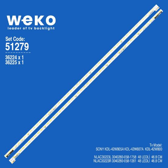 WKSET-6279 36224X1 36225X1 NLAC30223L/NLAC30223R 2 ADET LED BAR (48LED) resmi