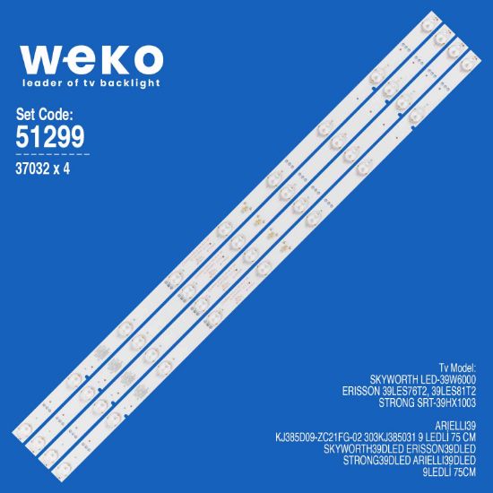 WKSET-6299 37032X4 KJ385D09-ZC21FG-02 303KJ385031  4 ADET LED BAR resmi
