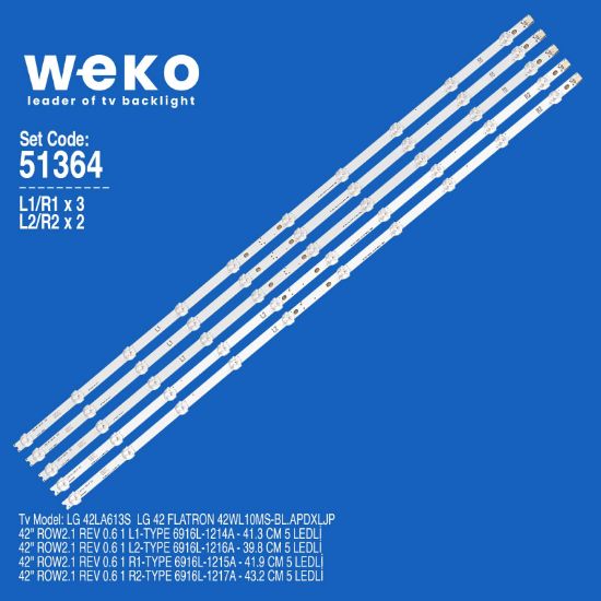 WKSET-6364 35756X3 35757X3 35758X2 35759X2 42 ROW2.1 REV 0.6 1 82,5 CM BİRLEŞTİRİLMİŞ LED KODU 5 ADET LED BAR resmi