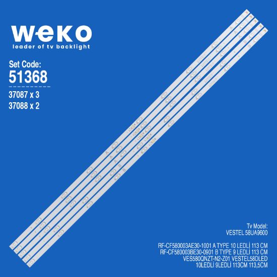 WKSET-6368 37087X3 37088X2 RF-CF580003AE30-1001-901 A/B TYPE 5 ADET LED BAR resmi