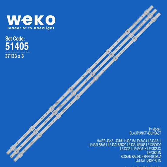 WKSET-6405 37133X3 06-43F9-SMC3030-0D22-3X8-W12-190826-B 3 ADET LED BAR resmi