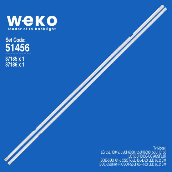 WKSET-6456 37185X1 37186X1 BOE-55UH61-L/R CSOT-55LH65-L/R  2 ADET LED BAR (63LED) resmi