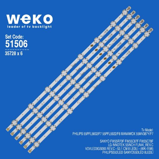 WKSET-6506 35728X6 LG INNOTEK 55INCH FUNAİ_REV  6 ADET LED BAR resmi