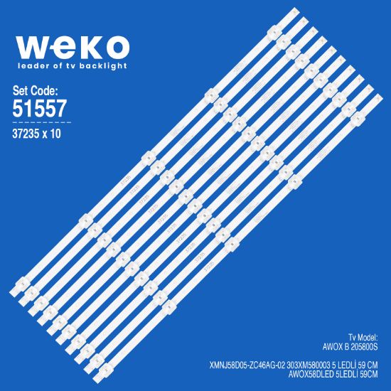 WKSET-6557 37235X10 XMNJ58D05-ZC46AG-02 303XM580003  10 ADET LED BAR resmi