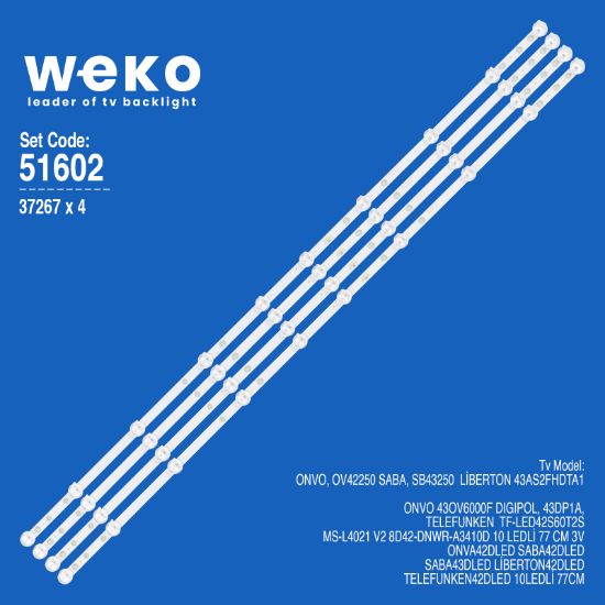 WKSET-6602 37267X4 MS-L4021 V2 8D42-DNWR-A3410D 4 ADET LED BAR resmi