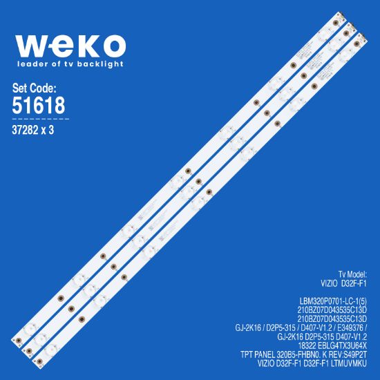 WKSET-6618 37282X3 GJ-2K16 D2P5-315 D407-V1.2  3 ADET LED BAR resmi