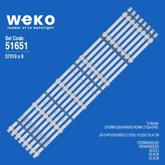 WKSET-6651 37319X8 JS-D-AP5516-062EC(71233)  8 ADET LED BAR (3V) resmi