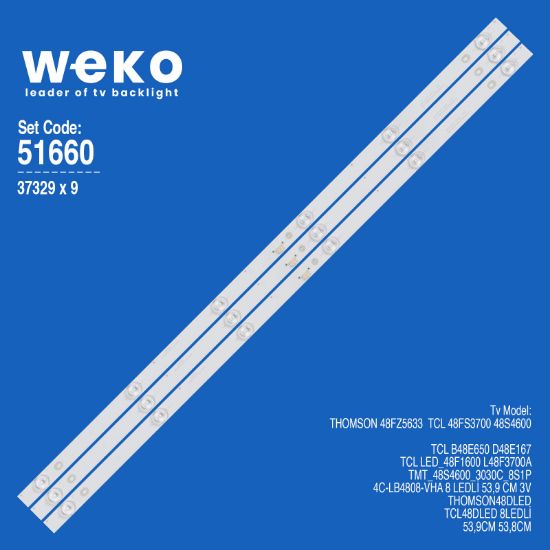 WKSET-6660 37329X9 TMT_48S4600_3030C_8S1P 4C-LB4808-VHA 9 ADET LED BAR resmi