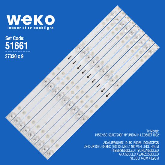 WKSET-6661 37330X9 JS-D-JP50EU-042EC (70310) MS-L1469 V5  9 ADET LED BAR resmi