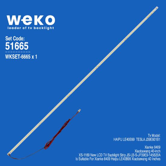 WKSET-6665 JS-LB-S-JP39E9-145B20A 78 LEDLİ 49,5 CM 3V  1 ADET LED BAR (78LED) resmi