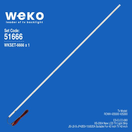 WKSET-6666 JS-LB-S-JP42E9-155B20A 75 LEDLİ 54 CM 3V  1 ADET LED BAR (54LED) resmi