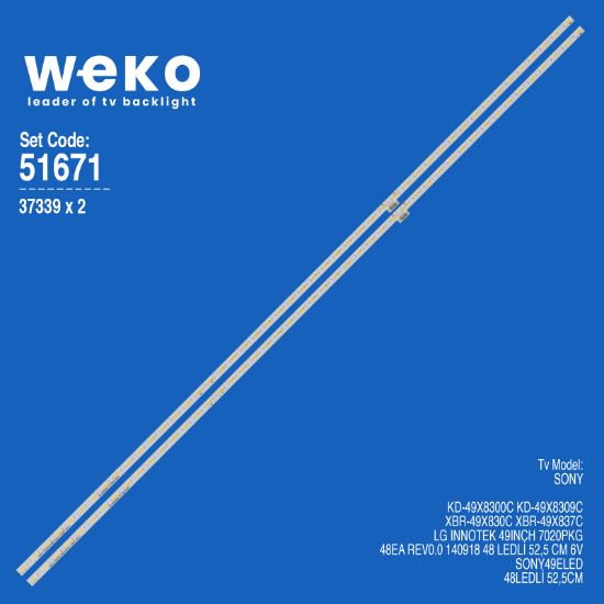 WKSET-6671 37339X2 LG INNOTEK 49INCH 7020PKG 48EA REV0.0 140918   2 ADET LED BAR (48LED) resmi