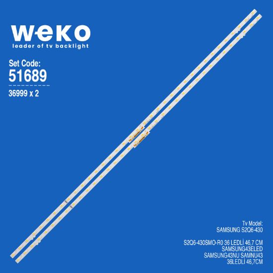 WKSET-6689 36999X2 S2Q6-430SM0-R0  2 ADET LED BAR TWO COLOR (İKİ RENK) (36LED) resmi