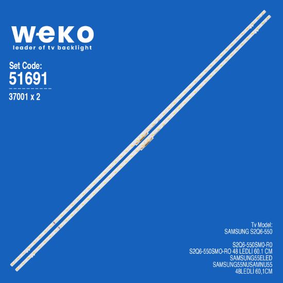 WKSET-6691 37001X2 S2Q6-550SM0-R0  2 ADET LED BAR TWO COLOR (İKİ RENK) (48LED) resmi