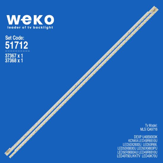 WKSET-6712 37367X1 37368X1 KONKA KDL49XS716AN L/R  2 ADET LED BAR (56LED) resmi