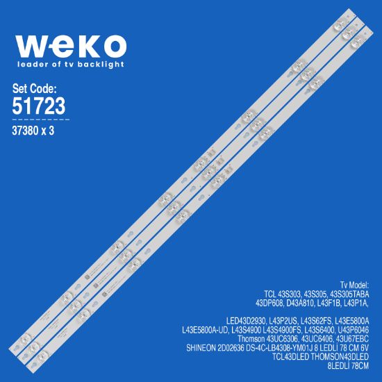 WKSET-6723 37380X3 SHINEON 2D02636 DS-4C-LB4308-YM01J  3 ADET LED BAR resmi