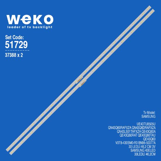 WKSET-6729 37388X2 V0T8-430SM0-R0 BN96-50377A 2 ADET LED BAR (30LED) resmi