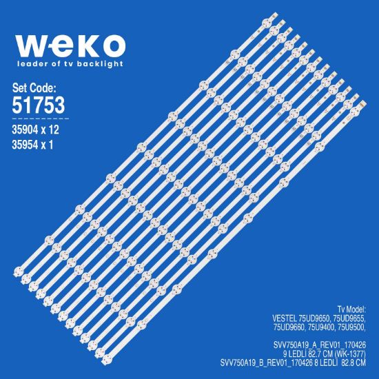 WKSET-6753 35904X12 35954X1 SVV750A19_A/B  13 ADET LED BAR resmi